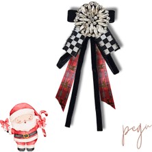 Pegu Yeni Yıl , Noel , Christmas ,Ekru Saten Broş