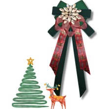 Pegu Yeni Yıl , Noel , Christmas ,Yeşil Kadife Broş