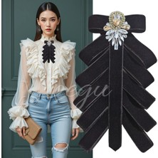 Pegu Bal Rengi Damla Taş Çok Katlı Siyah Kadife El Yapımı Broş