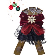 Pegu Yeni Yıl , Noel , Christmas ,Bordo Kadife Broş