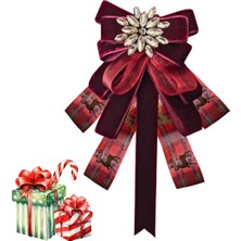 Pegu Yeni Yıl , Noel , Christmas ,Bordo Kadife Broş