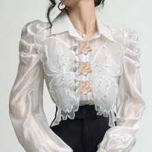 Pegu 2 Adetkurdeleli Çiçek Trend Düğme Broş , Düğme Geçirme Aparatlı