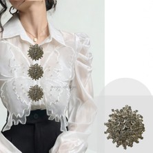 Pegu Gri Boncuklu 1 Adet Trend Düğme Broş , Düğme Geçirme Aparatlı