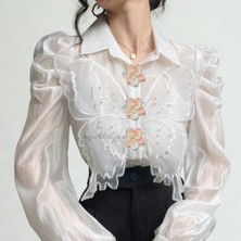 Pegu Çiçek Model 1 Adet Trend Düğme Broş , Düğme Geçirme Aparatlı