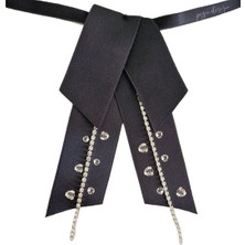 Pegu Taşlı, Siyah Saten,Kravat Yaka Çiçeği,Yaka Broş,Okul,Çanta,Şal,Gömlek Aksesuar