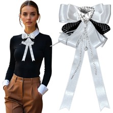 Pegu Taşlı,Tüylü Beyaz Saten Yaka Çiçeği,Yaka Broş,Okul,Çanta,Şal,Gömlek Aksesuar