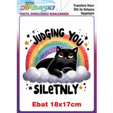 F17 Ajans Judging You Kedi Ütü ile Yapışan Tekstil Baskısı