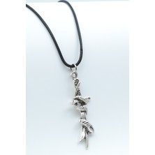 Alooya Kılıç Gümüş Kaplama Deri İp Kolye