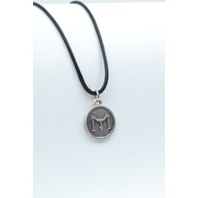 Alooya Kayı Boyu İyi Madalyon Gümüş Kaplama Deri İp Kolye