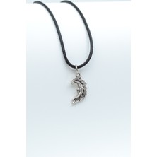 Alooya Minimal Ay Dede Gümüş Kaplama Deri İp Kolye