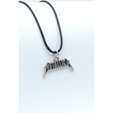 Alooya Metallica Gümüş Kaplama Deri İp Kolye