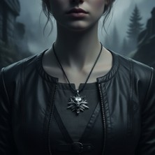 Alooya Asi Witcher 3 Gümüş Kaplama Deri İp Kolye