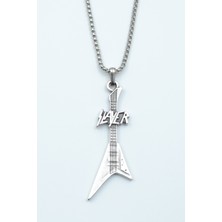 Alooya Slayer Elektro Gitar Gümüş Kaplama Örme Zincir Kolye