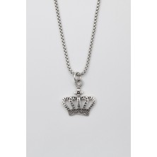 Alooya Minimalist Taç Kolye - Erkek Kadın Kolye Gümüş Kaplama - Örme Zincir