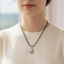 Alooya Minimal Yelkenli Gümüş Kaplama Deri İp Kolye