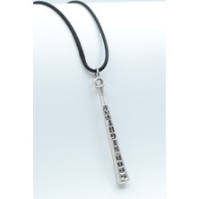 Alooya Beyzbol Sopası Gümüş Kaplama Deri İp Kolye