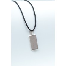 Alooya Geometrik - Dikdörtgen Gümüş Kaplama Deri İp Kolye