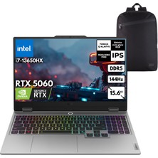 Lenovo loq 15IRX10 I7-13650HX 40-Gbddr5 1 Tbssd RTX5060 (8GB-GDDR7-115W) 15.6" IPS 144Hz Freedos + Zg Sırt Çantası 83JE00ETTRZG5