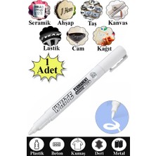 Artlantis Keçeli Beyaz Kalem 1 Adet Kalıcı Marker Kalem Yağ Bazlı Cam Metal Seramik Ahşap Lastik Plastik Taş Yüzey