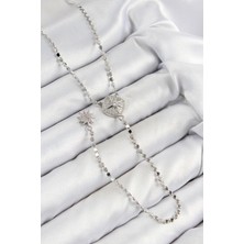 Luord Ticaret Pirinç Zirkon Taşlı Ezme Zincirli Madalyon Model Gümüş Renk Y Kolye