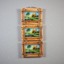 Elifeshop El Yapımı Doğal Ahşap 3’lü Bambu Bamboo Fotoğraf Çerçevesi Dekoratif Ev Ofis Hediyesi Duvar Süsü - 3
