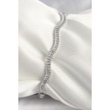 Luord Ticaret Pirinç Gümüş Renk Su Yolu Zirkon Taşlı Model Kadın Bileklik