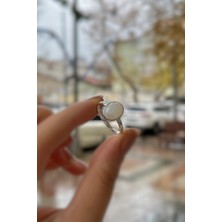 Erer Gümüş Gümüş 10X8 mm Sedef Taşlı Yüzük