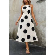 Pusula Sepeti Kadın Kolsuz Boyundan Bağlamalı Beli Lastikli Dijital Baskı Süprem Uzun Elbise