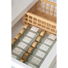 AyrStore Hava ve Nem Korumalı Bambu Kapaklı Cam Baharatlık Seti 12'li (120 Ml)