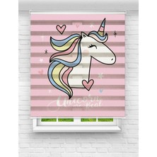 MAS Sevimli Unicorn Baskılı Zebra Perde | Çocuk Odası Için
