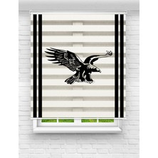 MAS Şampiyon Kara Kartal Temalı Baskılı Zebra Perde