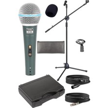 AyrStore LV-680ST Ayaklı Kablolu Dinamik Mikrofon (Stand Cüzdan Çift Kablo Sünger Tutacak)