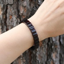 Taş Sandığı Kare Kesim Baltık Kehribar Bileklik – Doğal Gerçek Kehribar (Elastik) - Koyu Renk