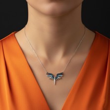 Modahilye - 925 Ayar Gümüş Mikail Kılıcı Melek Kanadı Mix Kolye