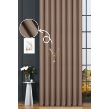 Yunilla Keten Fon Perde V-4009 Açık Kahve