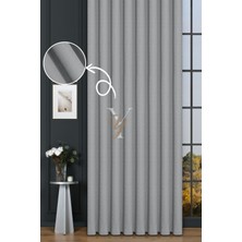 Yunilla Keten Fon Perde V-4015 Gümüş Gri