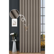 Yunilla Keten Fon Perde V-4008 Sütlü Kahve