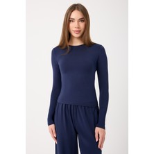 Ultra Soft Penye Modal Yuvarlak Yaka Bluz