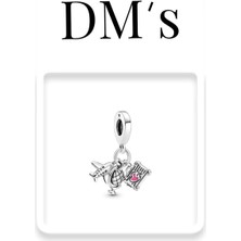 DMs Silver Pembe 3'lü Uçak Sallantılı Gümüş Charm'ı