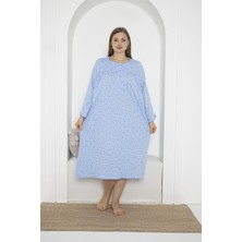 Seboteks %100 Pamuklu Mevsimlik Kumaş Uzun Kollu Büyük Beden Anne Geceliği 933