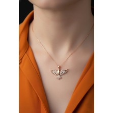 Modahilye - 925 Ayar Gümüş Anka Kuşu Rose Gold Renk Kolye