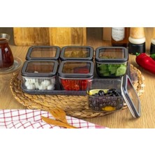 Storemax Tepsili Lüx 6 Bölmeli 13 Parça Kahvaltılık Seti - Vakum Kapaklı Krital Kahvaltı ve Çerez Sunum Takımı