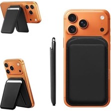 Storemax Magsafe Uyumlu Manyetik Cüzdan, Çift Kapaklı Standlı Kartlık, Ön Yüzey Nfc 3 Kart Bölmeli, Ayarlanabilir Telefon Aparatı ile 17/16/15/14/13/12 Uyumlu Vegan Deri Aksesuar - Siyah