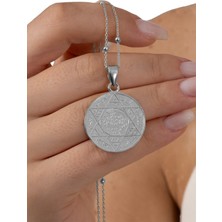 Söğütlü Silver 925 Ayar Gümüş Rodyumlu Yaldızlı Top Top Zincirli Hz. Süleyman Mührü Kolye SGTL13136RODAJ