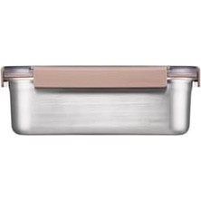 Storemax Paslanmaz Çelik Fırın - Saklama Kabı Dörtgen Kilitli 2 Lt - Kahverengi