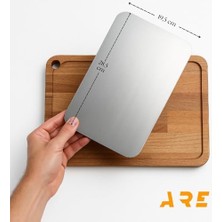 Storemax Are Ahşap Paslanmaz Çelik Kesim ve Sunum Tahtası – Çift Taraflı, Dayanıklı, Hijyenik ve Şık Mutfak Sunum Panosu (31,5X22,5 cm Ahşap, 28.5X19.5 cm Çelik)