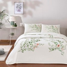 Storemax Baskılı Bloomy Çift Kişilik Pike Takımı Yeşil