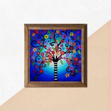 Storemax Hayat Ağacı Taş Duvar Tablosu Ahşap Çerçeveli Duvar Dekoru Art 25X25CM W1-108