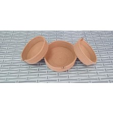 Storemax Ev Banyo Hasır Sepet 3 Adet Kahve Yuvarlak Jüt Kordon Halat Ip Örme Sepet Dekoratif Düzenleyici Organizer