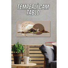KutuTR 3D Görünümlü Temperli Cam Tablo – Ay ve Dağ Manzaralı Uv Baskı 60X30 cm - TVD019